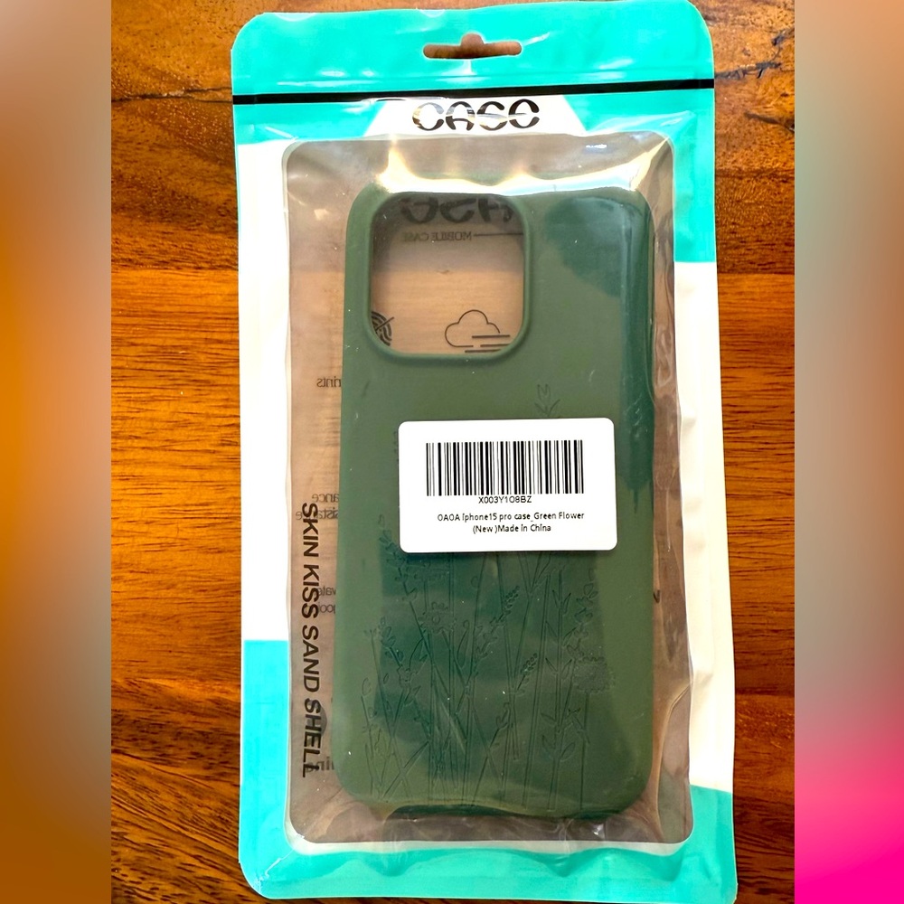 Brand new silicone iPhone 15 Pro case with beautiful plant design